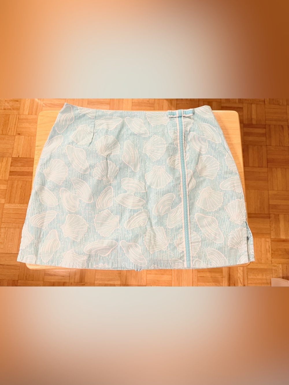 Lilly Pulitzer Size 4 Aqua Blue Seashell Print Cotton Skirt Coastal Beach
